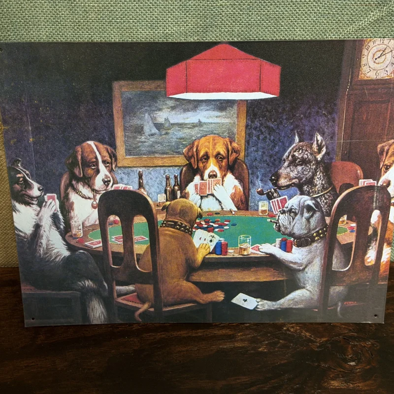 Dogs Playing Poker Metal Sign - Ph